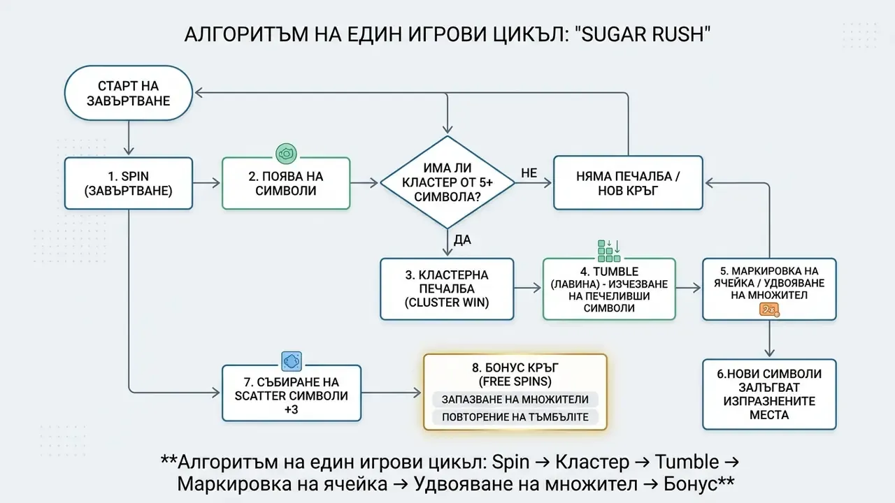 sugar rush slot алгоритъм на игровия цикъл